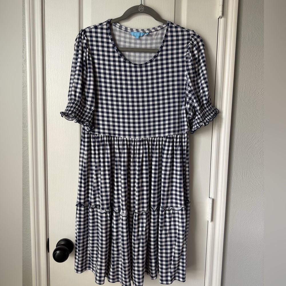 Draper James Navy Gingham Ladies Dress. Size Large